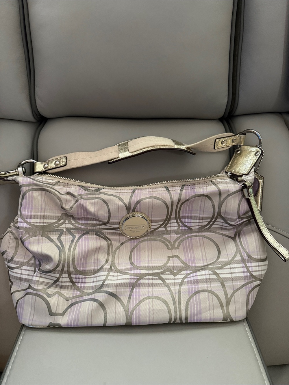 Coach Pink and Gold Signature Shoulder Bag